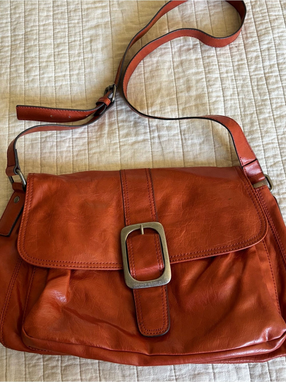 🍂Fall Bag Women's Rust Orange Crossbody Bag with Buckle Detail